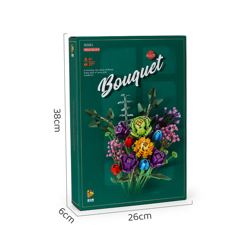 Panlos 655001-8 Flower Bouquet Building Blocks Decor