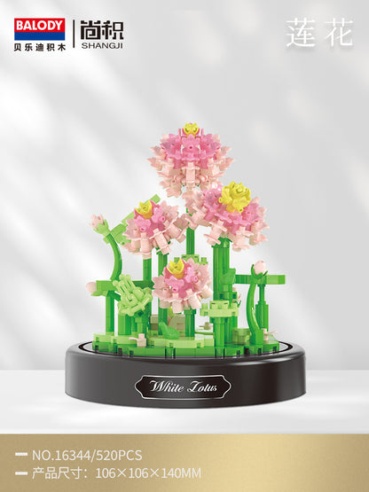 Bouquet de Bloques de Construcción Rosa Eterna: Regalo de Rompecabezas para Ella