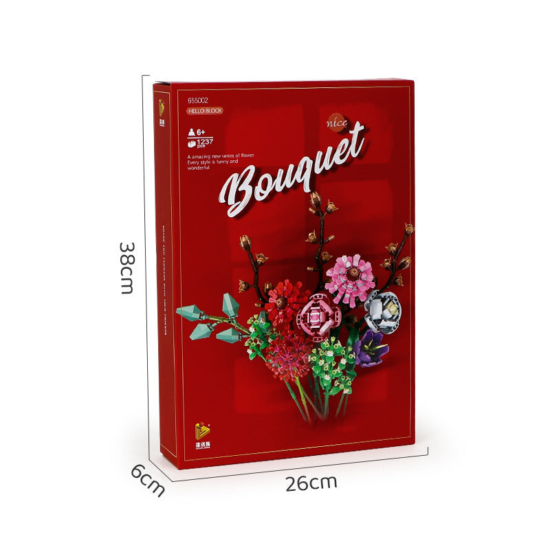Panlos 655001-8 Flower Bouquet Building Blocks Decor