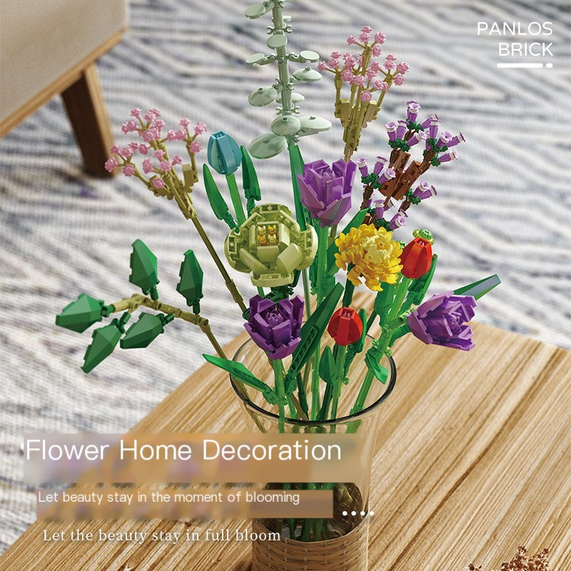 Panlos 655001-8 Flower Bouquet Building Blocks Decor