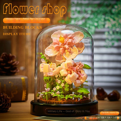 Bouquet de Bloques de Construcción Rosa Eterna: Regalo de Rompecabezas para Ella