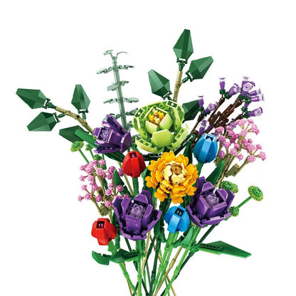 Panlos 655001-8 Flower Bouquet Building Blocks Decor