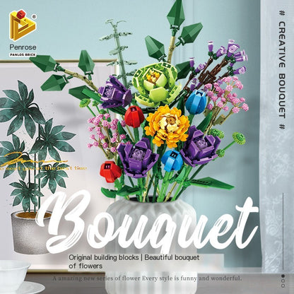Panlos 655001-8 Flower Bouquet Building Blocks Decor