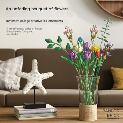 Panlos 655001-8 Flower Bouquet Building Blocks Decor